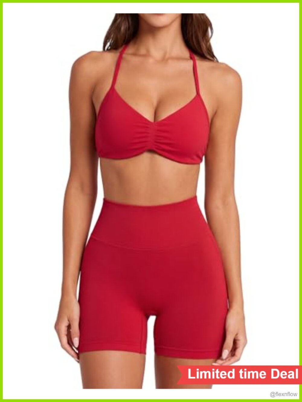 Seamless Scrunch Butt Lifting Workout Set with Padded Sports Bra and Biker